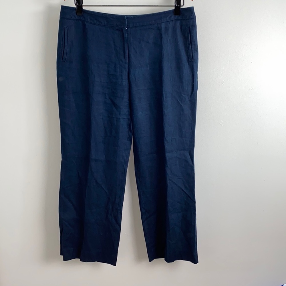 𝅺planet Linen Wide Leg Shift Pants Trouser Indigo Blue Lagenlook Boho